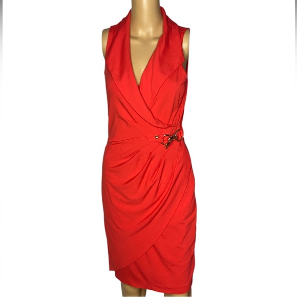 Caché Faux Wrap Red Dress size S - Picture 1 of 8